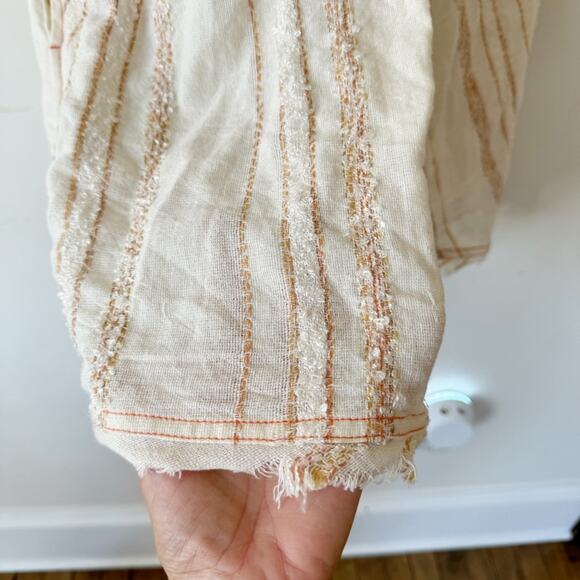 Free People Cactus Flowers Cream Striped Flowy Mini Dress L - Picture 8 of 12